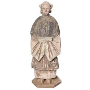 16th Century Ming Dynasty Terracotta Statuette of Woman Holding a Food Box