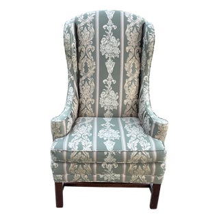 1950s Neoclassical Upholstered Wingback Chair For Sale