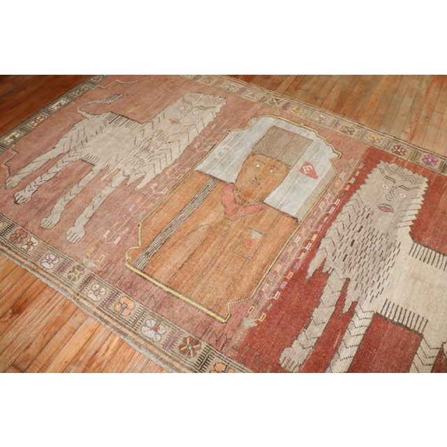 Brown Vintage Zabihi Collection Pictorial Animal Motif Turkish Rug - 5'2" x 9' For Sale - Image 8 of 12