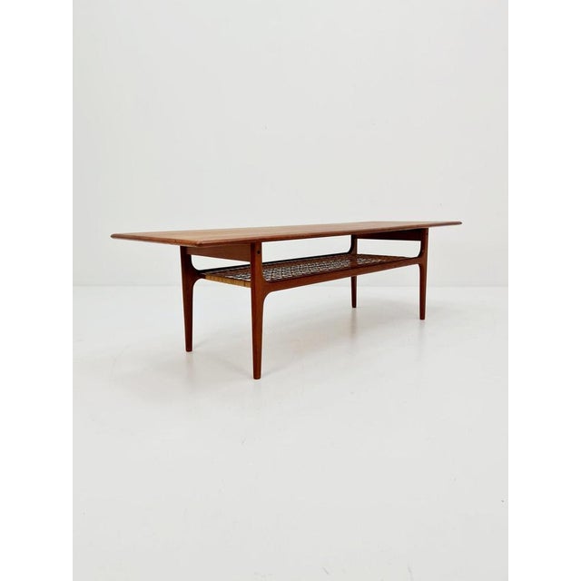 Mid-Century Danish Teak and Rattan Coffee Table by Trioh Möbler, 1960s For Sale - Image 10 of 11