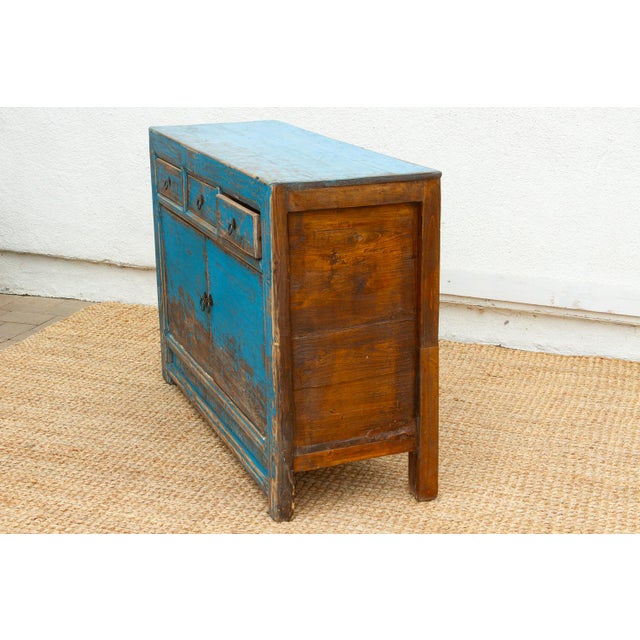 Charming Vintage Cerulean Asian Sideboard For Sale In Los Angeles - Image 6 of 7