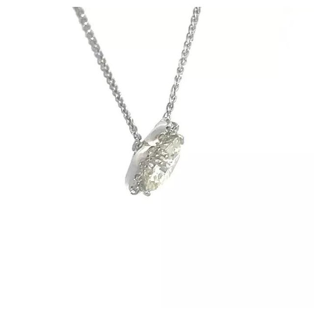 1990s Diamond Halo Gold Pendant 2.15ct 14k White Chain Necklace For Sale - Image 5 of 8