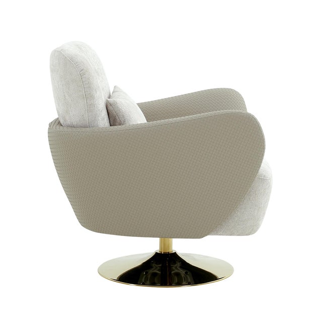 2020s Mercer Swivel Lounge Chair With Pillow, Beige For Sale - Image 5 of 7