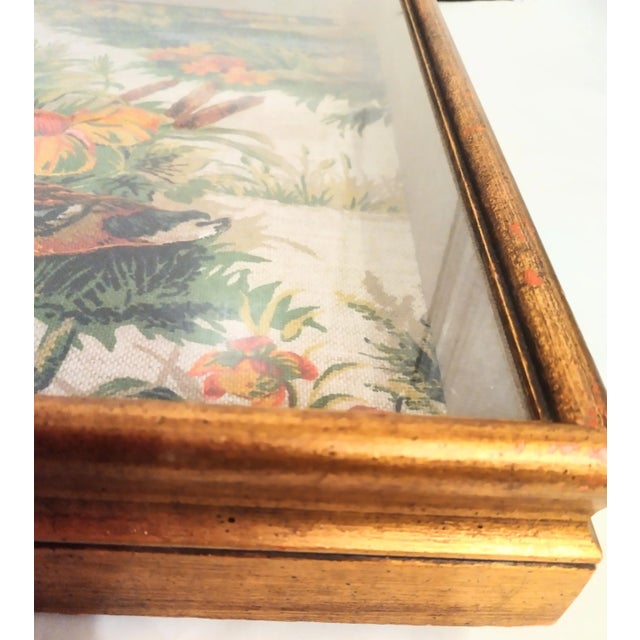 Custom Vintage One of a Kind Needlepoint Ducks in the Field Framed Gold Leaf Shadow Box Wall Art For Sale In West Palm - Image 6 of 13