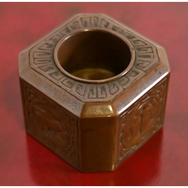 Bronze Tiffany Studios Bronze Zodiac Pen or Brush Cup Holder, Signed and Numbered For Sale - Image 8 of 12