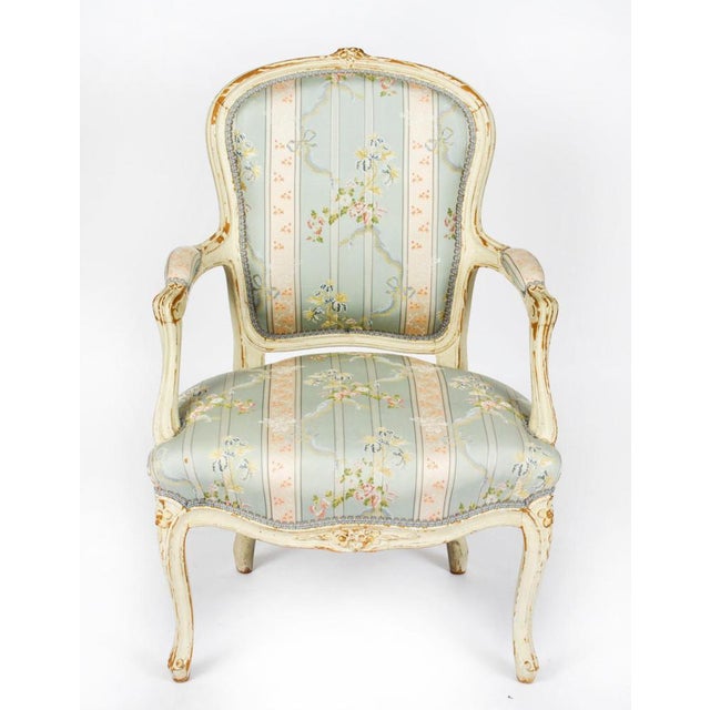 Set of Louis Revival French Painted Armchairs, 19th Century For Sale - Image 4 of 18