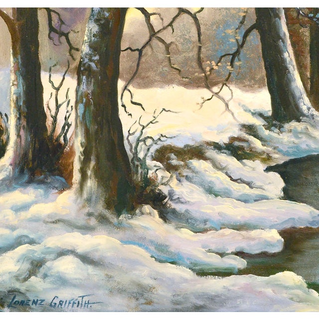 1960s Mid Century Winter Stream Oil Paint Landscape by Lorenz E. Griffith For Sale - Image 5 of 8