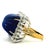 1970s Mid-Century 18k Two-Tone Carved Lapis Lazuli and Diamond Halo Cocktail Ring, Size 7 For Sale In Miami - Image 6 of 9