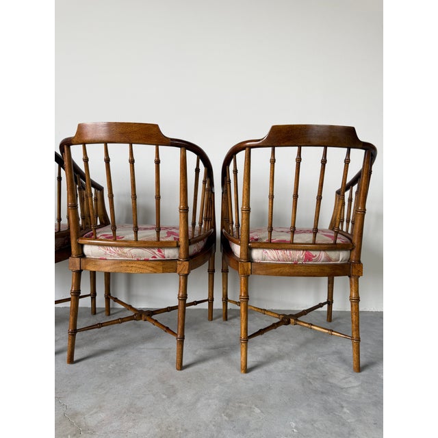 Vintage Drexel Hollywood Regency Faux Bamboo Carved Wood Dining Chairs – Set of 4 For Sale - Image 13 of 18