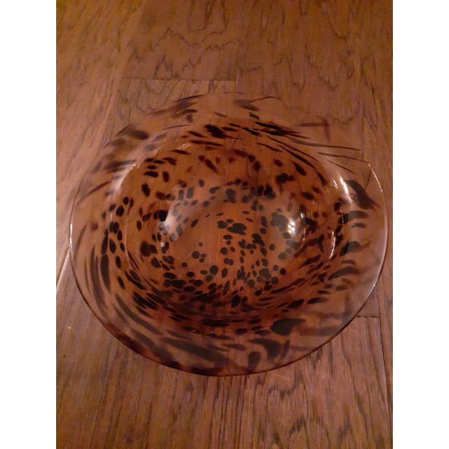 Vintage Vidrios San Miguel Spain Tortoise Shell Art Glass Decorative Bowl For Sale - Image 4 of 6