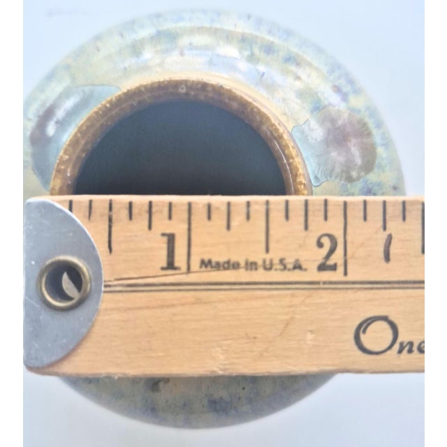 Beige Vintage Pottery Vase Signed Bill Buckingham Small Crystal Glaze Crystaline Art For Sale - Image 8 of 9