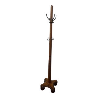 Antique Mission Oak 1800's Coat Rack Coat Tree For Sale
