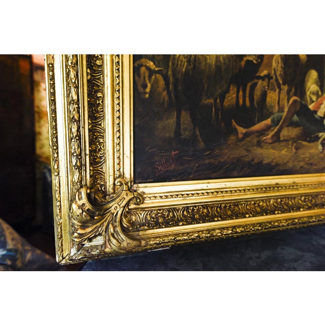 Silbert, Shepherd Scene, Late 19th Century, Oil Painting on Canvas, Framed For Sale - Image 5 of 7