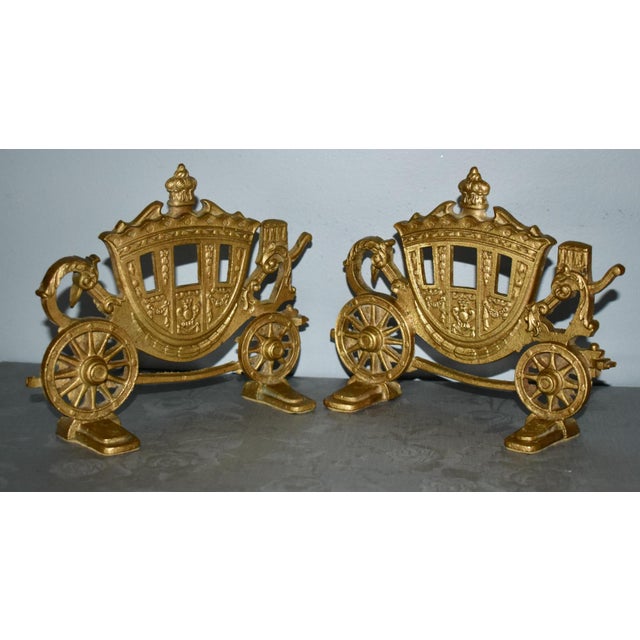 1950s Vintage Midwest Chandlier Co. Pair of Solid Bronze Renaissance Carriage Bookends For Sale - Image 5 of 6