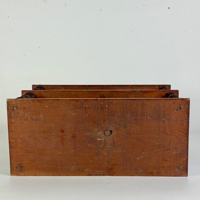 Unusually Marvelous Antique House Shaped Folk Art Primitive Spool Tri-Level Wooden Wall Shelf Unit For Sale - Image 11 of 11