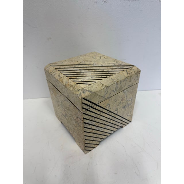 1980s Large Tessellated Stone Maitland Smith Decorative Box For Sale - Image 9 of 9