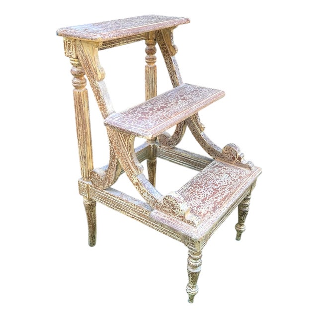 Antique Library Steps or Three-Tiered Side Table For Sale