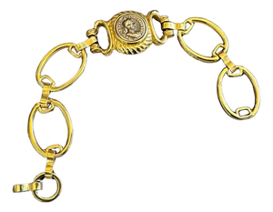 A 1990s Costume Jewelry Gilt Metal Coin Bracelet in the Manner of Bulgari