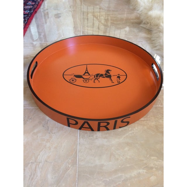 Hermès Orange Paris Equestrian 21” Serving Tray Lacquered Chairish