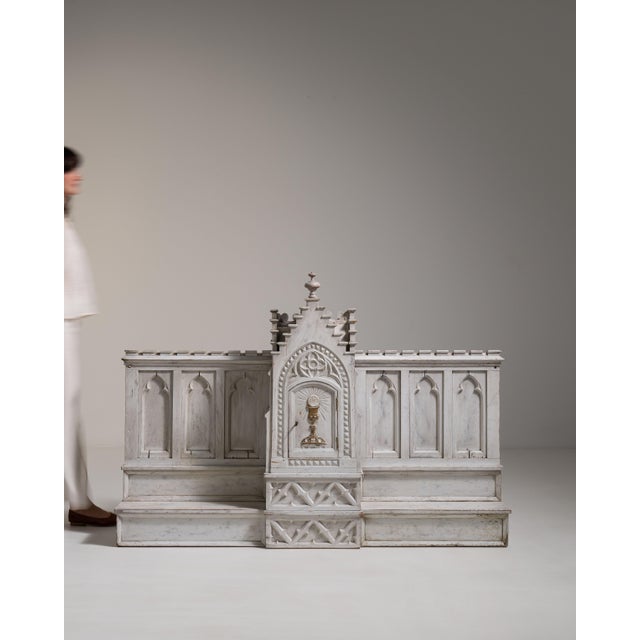 Wood 19th Century France Gothic Antique White Wood Decorative Object For Sale - Image 7 of 15