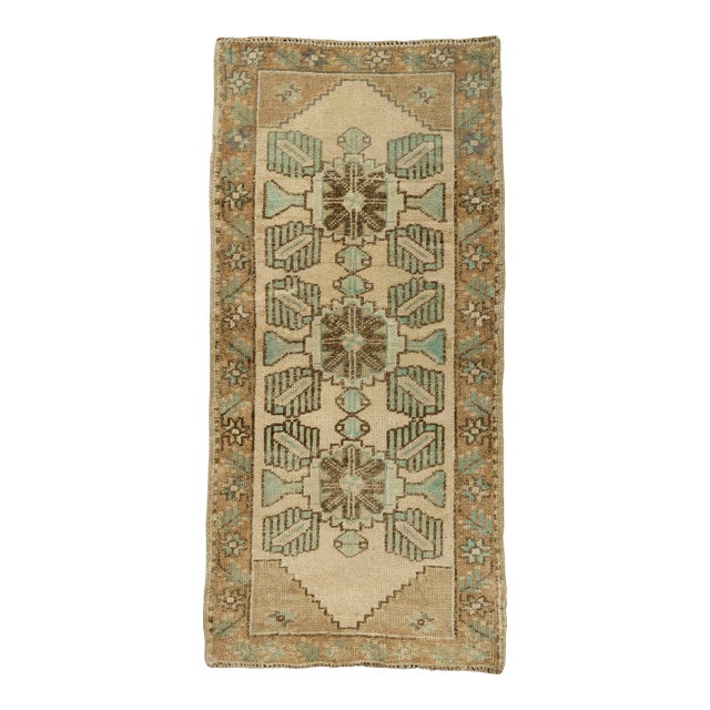 Turkish Mini Rug Oriental Hand Knotted Vintage Rug 1'8" x 3'5" #21078 For Sale