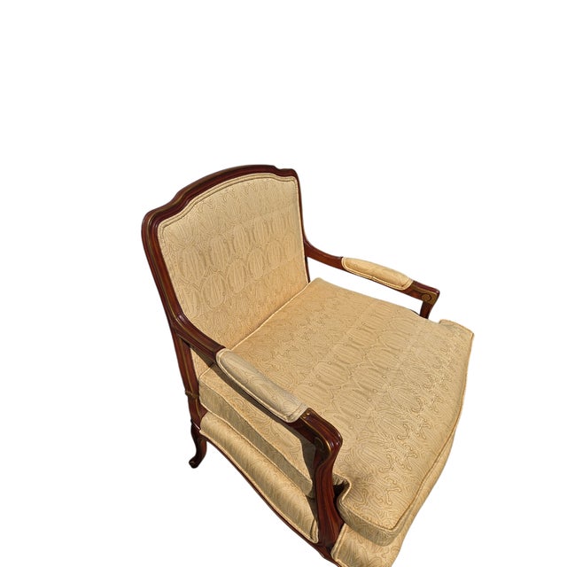 Light Yellow Thomasville TRS Furniture Inc. Armchair Regency Bergere Lounge Chair Louis XV For Sale - Image 8 of 15