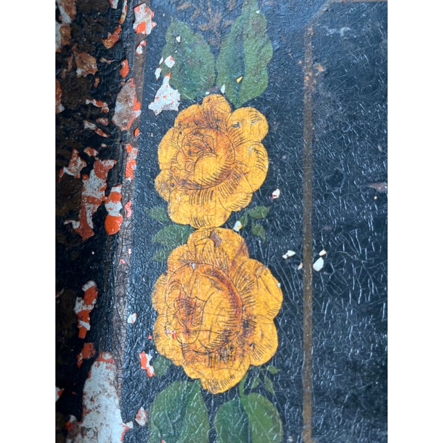 Antique French Hand-Painted Floral Toleware Tray For Sale In Houston - Image 6 of 10