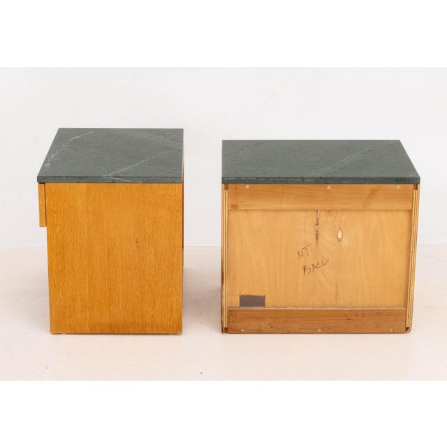 Tan Modern Gray Stone Oak Bedside Tables, Pair For Sale - Image 8 of 8