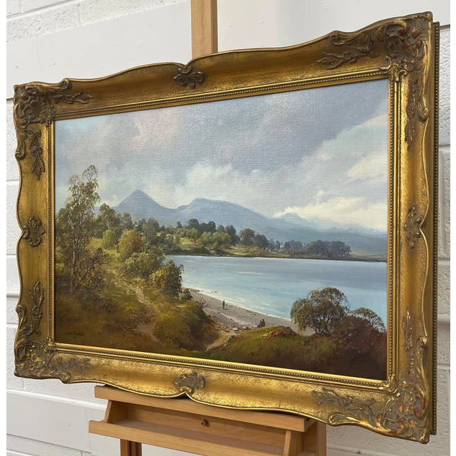 Burnt Umber Irish Landscape Art - Original Post-War Painting of Mournes From Duldrum Ireland by Modern Artist, 1980 Circa For Sale - Image 8 of 13