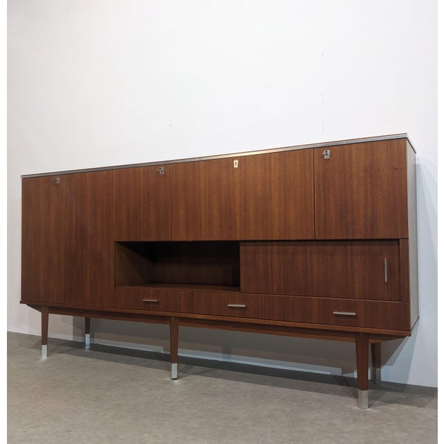 Tan Vintage Scandinavian Highboard, 1960s For Sale - Image 8 of 13