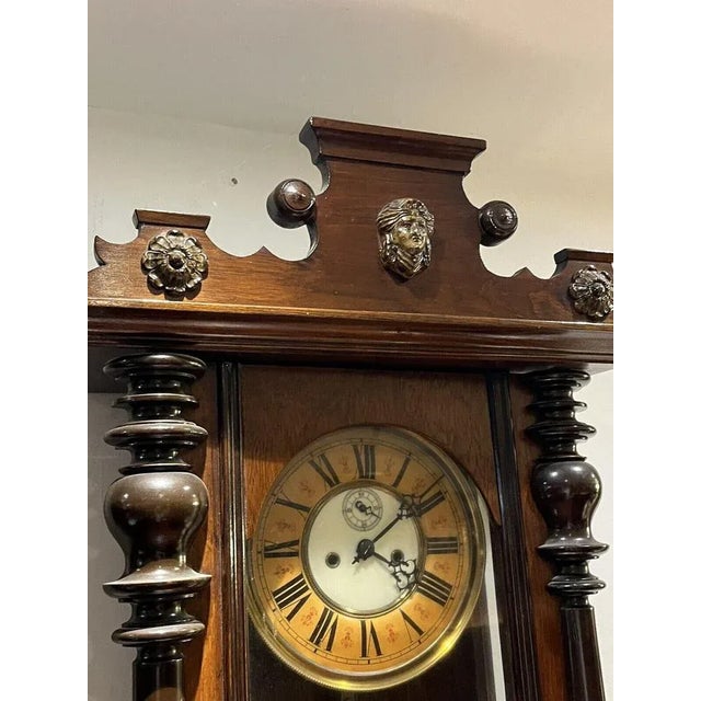 Victorian Regulator with Double Brass Weights, Vienna For Sale - Image 4 of 6