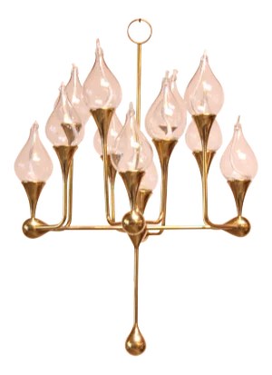 West German Brass and Glass Oil Lamp Candelabra by Freddie Andersen