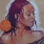 This oil painting on wood features a serene portrait of a woman with her eyes closed, exuding a sense of introspection and...