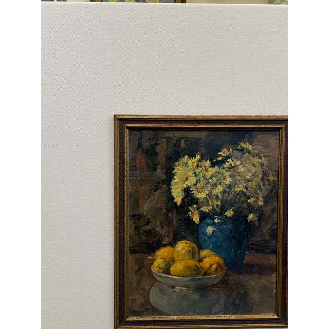 English Oil on Canvas 'Flowers With Lemons' For Sale - Image 3 of 7