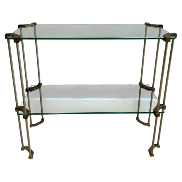 Brass and Glass 2-Tier Console Table by Peter Ghyczy, 1970 For Sale - Image 13 of 13