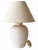 1980s White Textured Urn Table Lamp With Raised Bands and Cream Empire Shade For Sale - Image 4 of 9