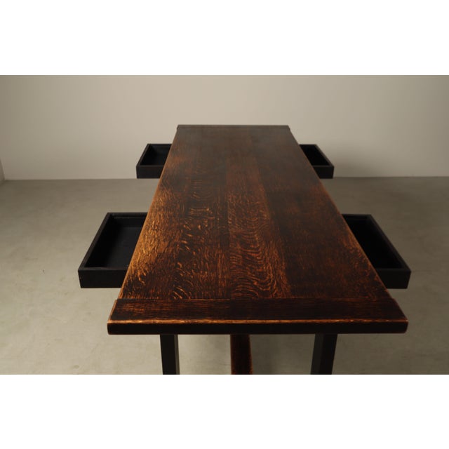 Wood Dark Stained Dining Table by Jean Batenburg for Mi, Belgium, 1969 For Sale - Image 7 of 16