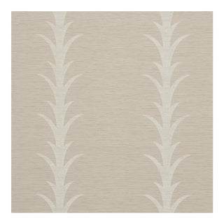 Schumacher X Celerie Kemble Acanthus Stripe Vinyl Wallpaper in Taupe For Sale