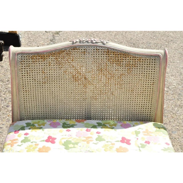 Pink Early 20th Century Vintage French Louis XV Style Pink & Cream Painted Cane Bed Daybeds - a Pair For Sale - Image 8 of 12