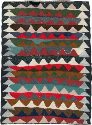 Vintage Persian Flatweave Kilim Rug – Size: 3' 4" X 4' 5"