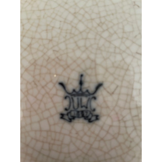 Art Nouveau Antique Crackled Glass j.m.n.c. Ceramic Amsteldam Decorative Hand Painted Plate Marked For Sale - Image 3 of 5