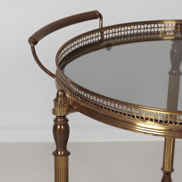 Vintage French Brass Bar Trolley with Glass Tiers, 1960s For Sale - Image 6 of 9