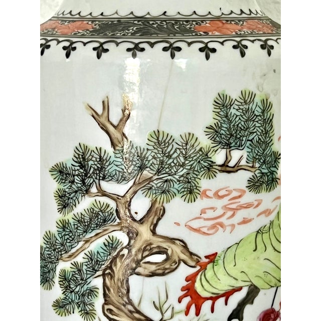 The Heavenly Musicians, Antique Chinese Republic Period Famille Rose Porcelain Table Lamp For Sale - Image 12 of 13