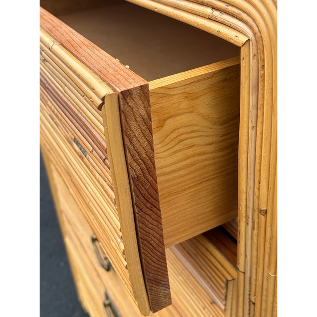 Hollywood Regency Vintage Gabriella Crespi Pencil Reed Rattan Tall Dresser For Sale - Image 3 of 10