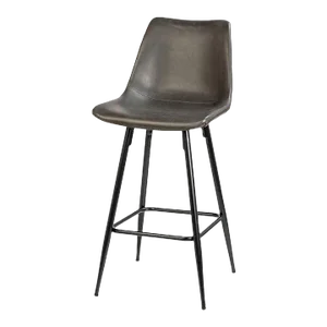 Charcoal Leather Counter Stool