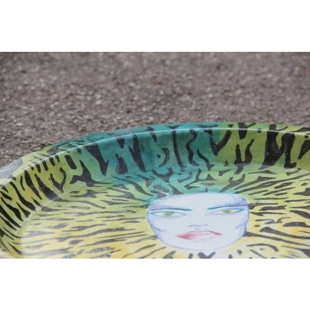 Green Italian Ceramic Plate, 1980s For Sale - Image 8 of 11