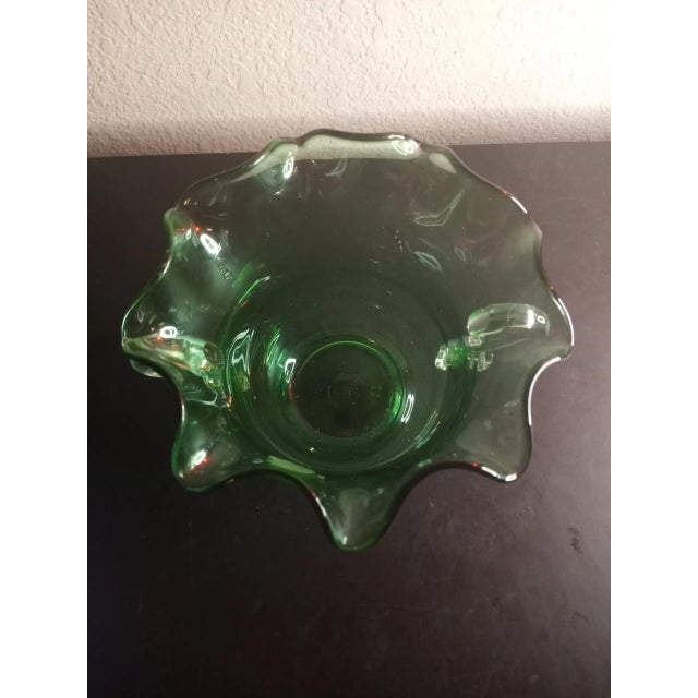 1980s Vidrios San Miguel Spain Recycled Art Glass Dual Handle Vase For Sale - Image 4 of 10