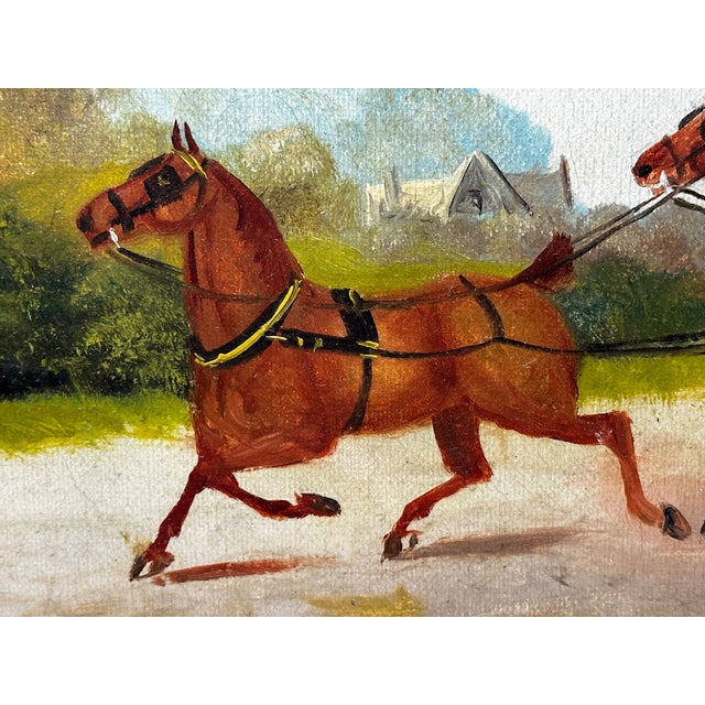 Brown Antique British Edwardian Oil Painting of Horses & Carriage Coachman Riders Signed Philip H. Rideout For Sale - Image 8 of 12