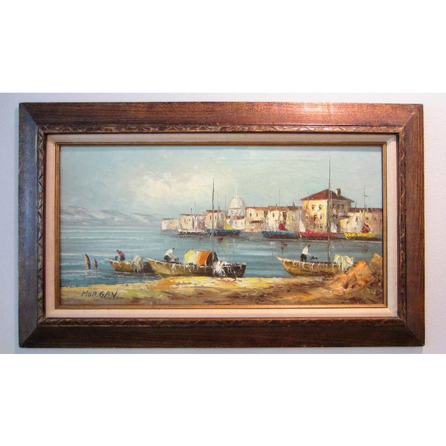 1950s Morgan Seascape Coast of Italy Impressionist Signed Painting, Framed For Sale - Image 9 of 9