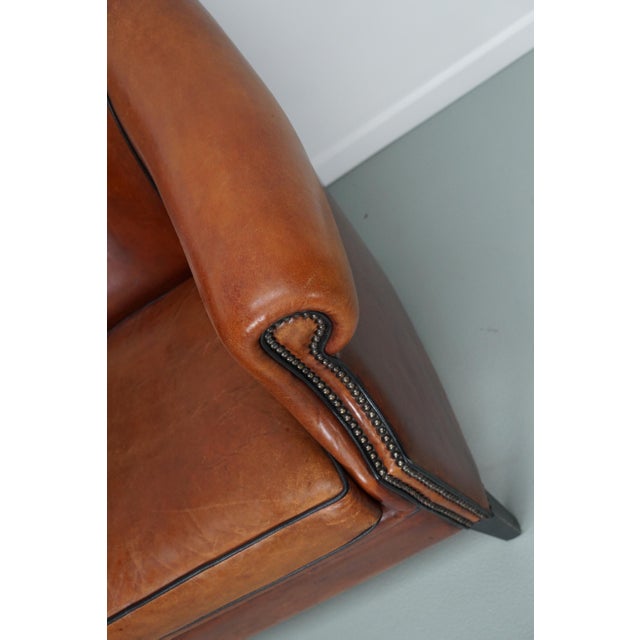 Vintage Dutch Cognac Colored Leather Club Chair For Sale - Image 6 of 18